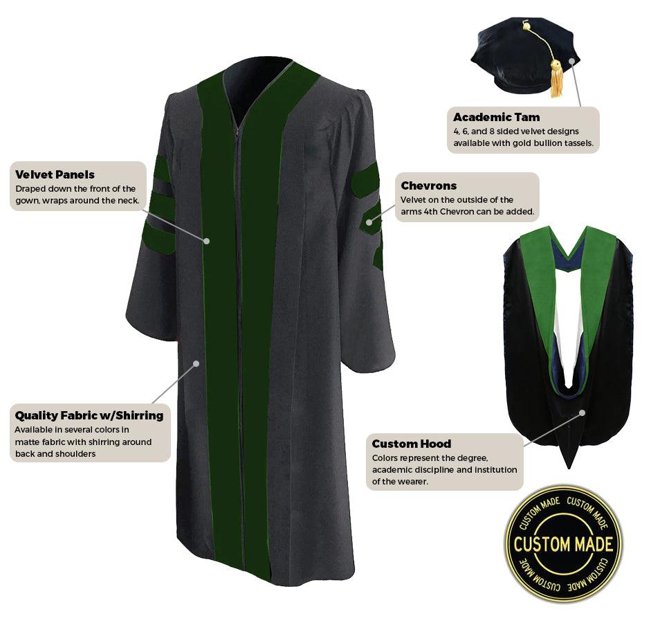 Custom Classic Doctoral Gown, Tam and Hood Package - Graduation Cap&Gown