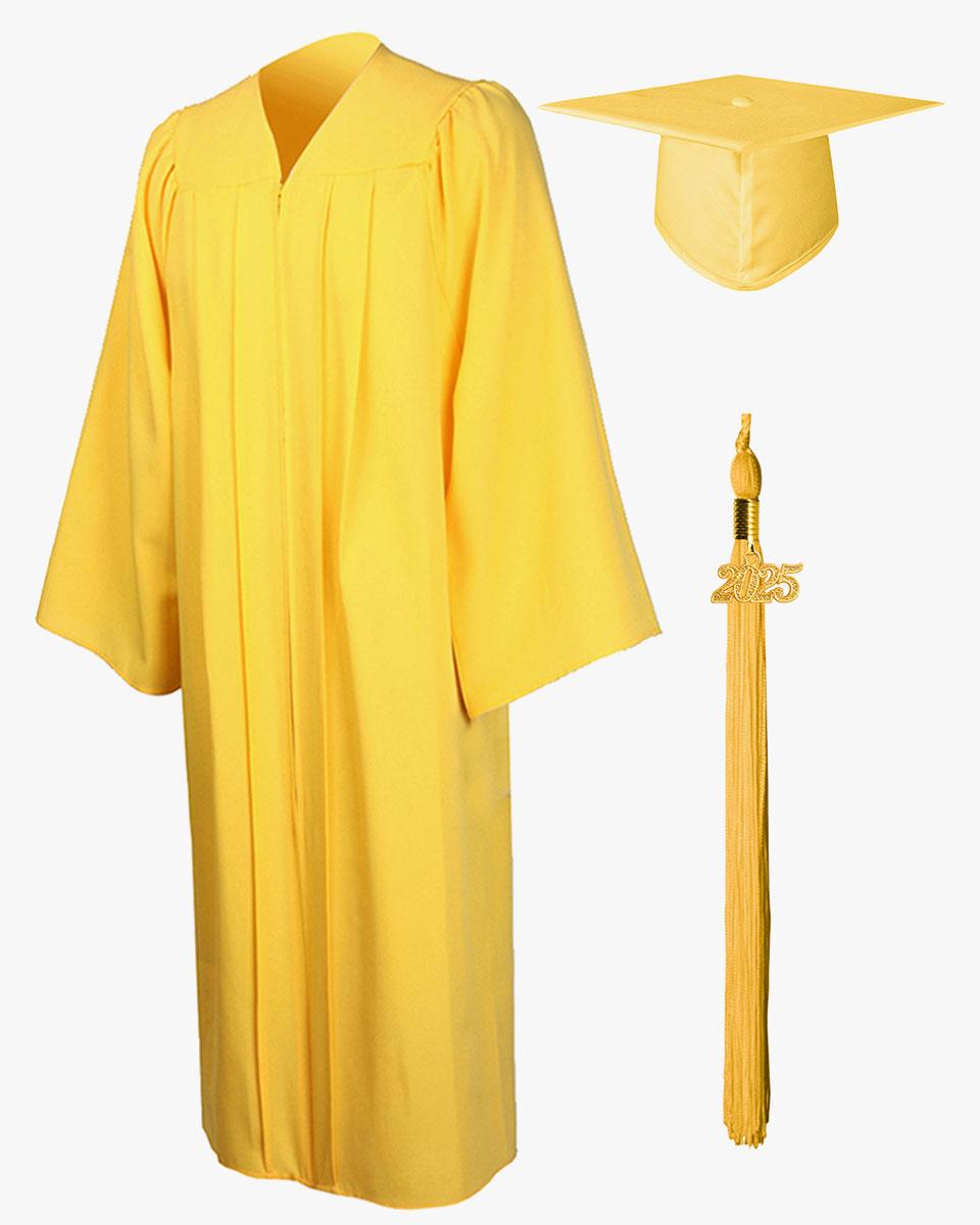 High School Premium Matte Graduation Cap, Gown, Tassel & Imprinted Diploma Cover Package - Graduation Cap&Gown