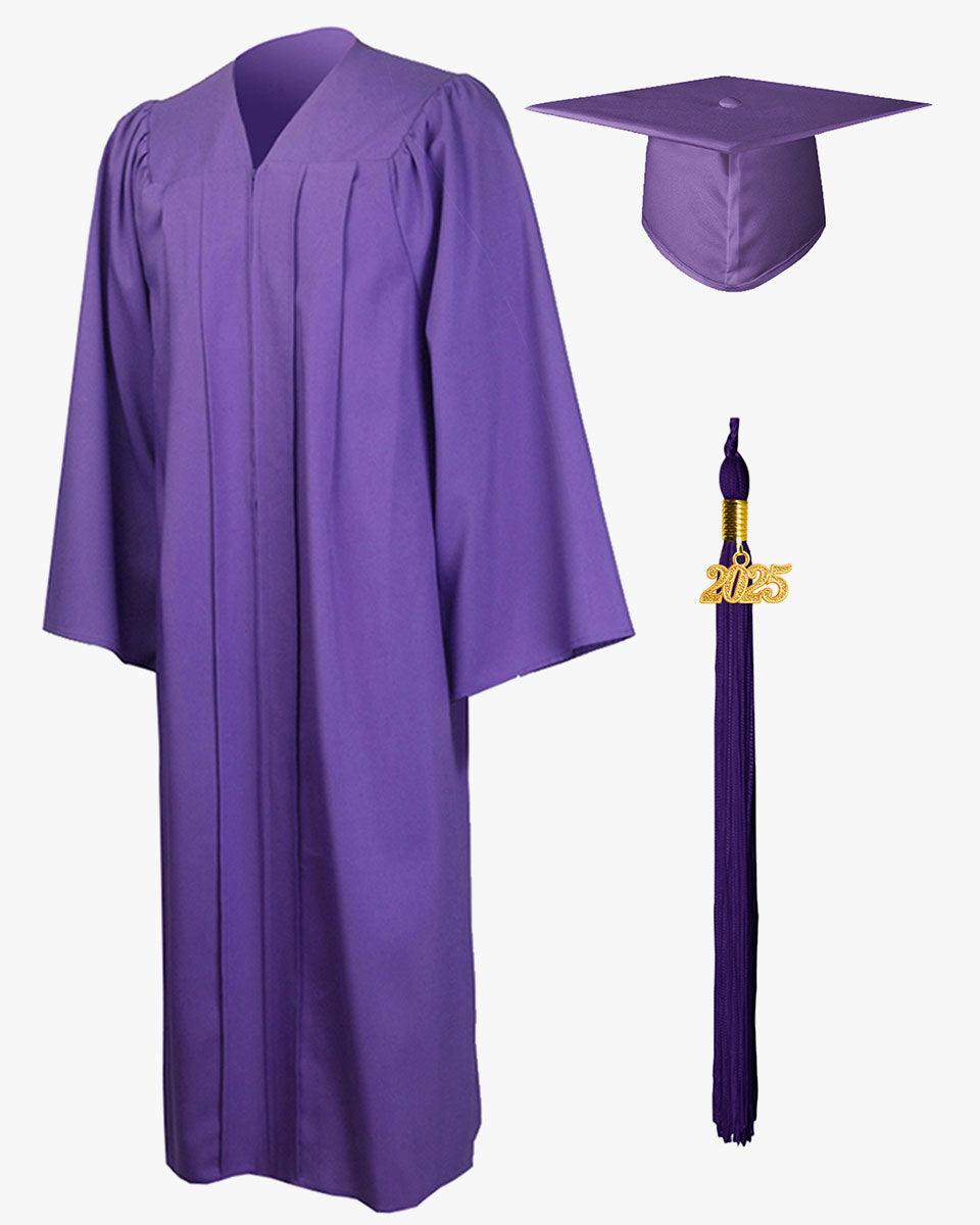 High School Premium Matte Graduation Cap, Gown, Tassel & Imprinted Diploma Cover Package - Graduation Cap&Gown