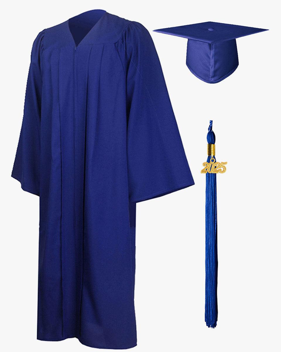 High School Premium Matte Graduation Cap, Gown, Tassel & Imprinted Diploma Cover Package - Graduation Cap&Gown