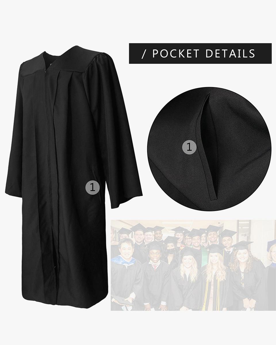 100% Recycled Material High School Graduation Cap and Gown with Pockets - 3 Colors Available - Graduation Cap&Gown