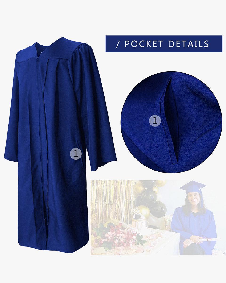 100% Recycled Material High School Graduation Cap and Gown with Pockets - 3 Colors Available - Graduation Cap&Gown