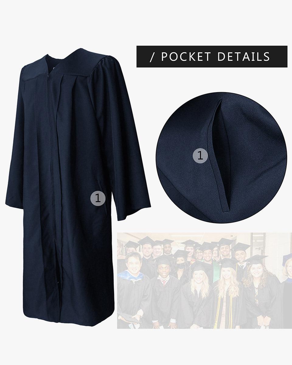 100% Recycled Material High School Graduation Cap and Gown with Pockets - 3 Colors Available - Graduation Cap&Gown