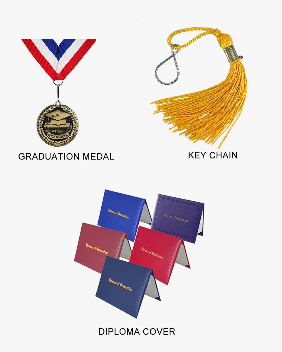 High School Premium Matte Graduation Cap, Gown, Stole, Imprinted Diploma Cover & Graduation Souvenirs Package - Graduation Cap&Gown