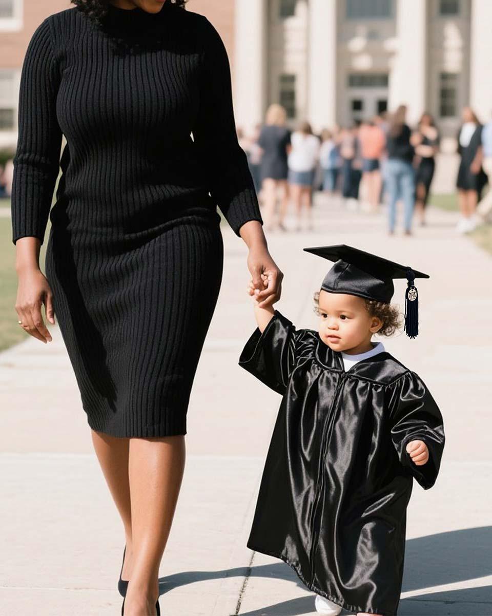 Soft Satin NICU Graduate Baby Cap and Gown Set - 3 Colors Available - Graduation Cap&Gown