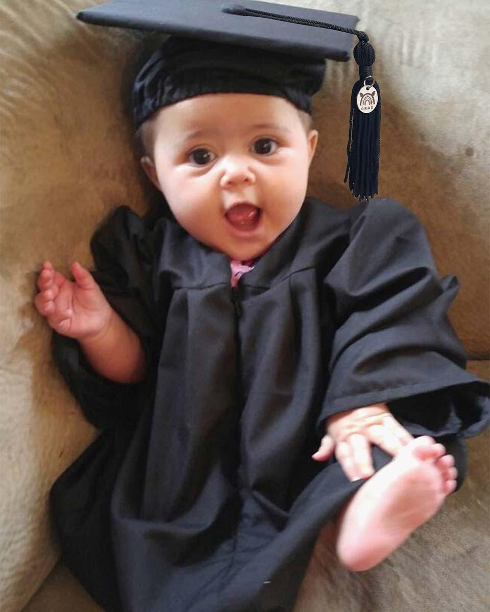 Soft Satin NICU Graduate Baby Cap and Gown Set - 3 Colors Available - Graduation Cap&Gown