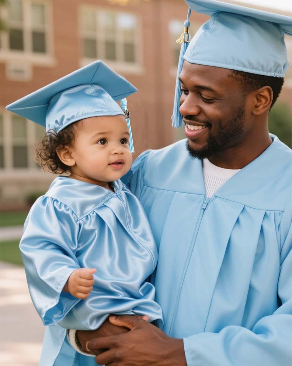 Soft Satin NICU Graduate Baby Cap and Gown Set - 3 Colors Available - Graduation Cap&Gown