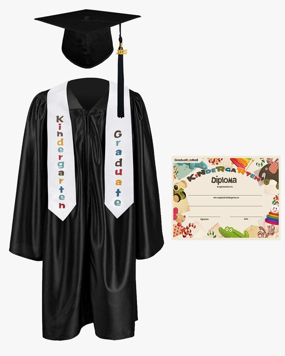 Shiny Kindergarten Graduation Cap, Gown, Stole & Diploma Package - Graduation Cap&Gown
