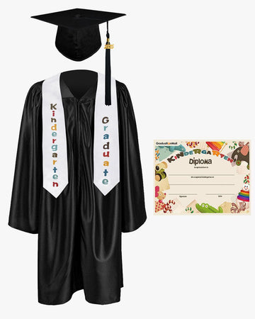 Shiny Kindergarten Graduation Cap, Gown, Stole & Diploma Package - Graduation Cap&Gown