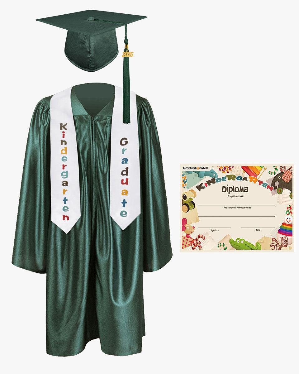 Shiny Kindergarten Graduation Cap, Gown, Stole & Diploma Package - Graduation Cap&Gown