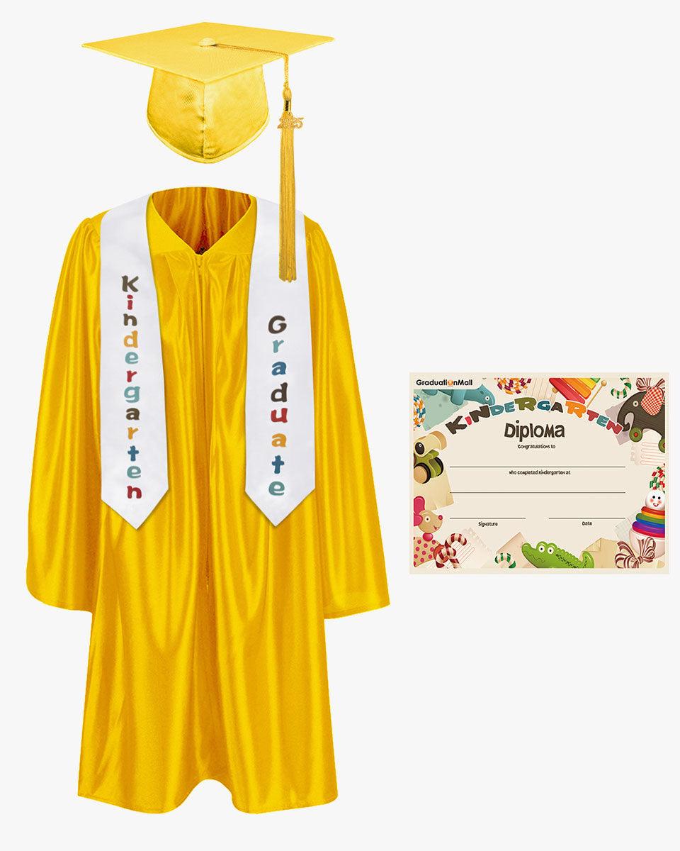 Shiny Kindergarten Graduation Cap, Gown, Stole & Diploma Package - Graduation Cap&Gown