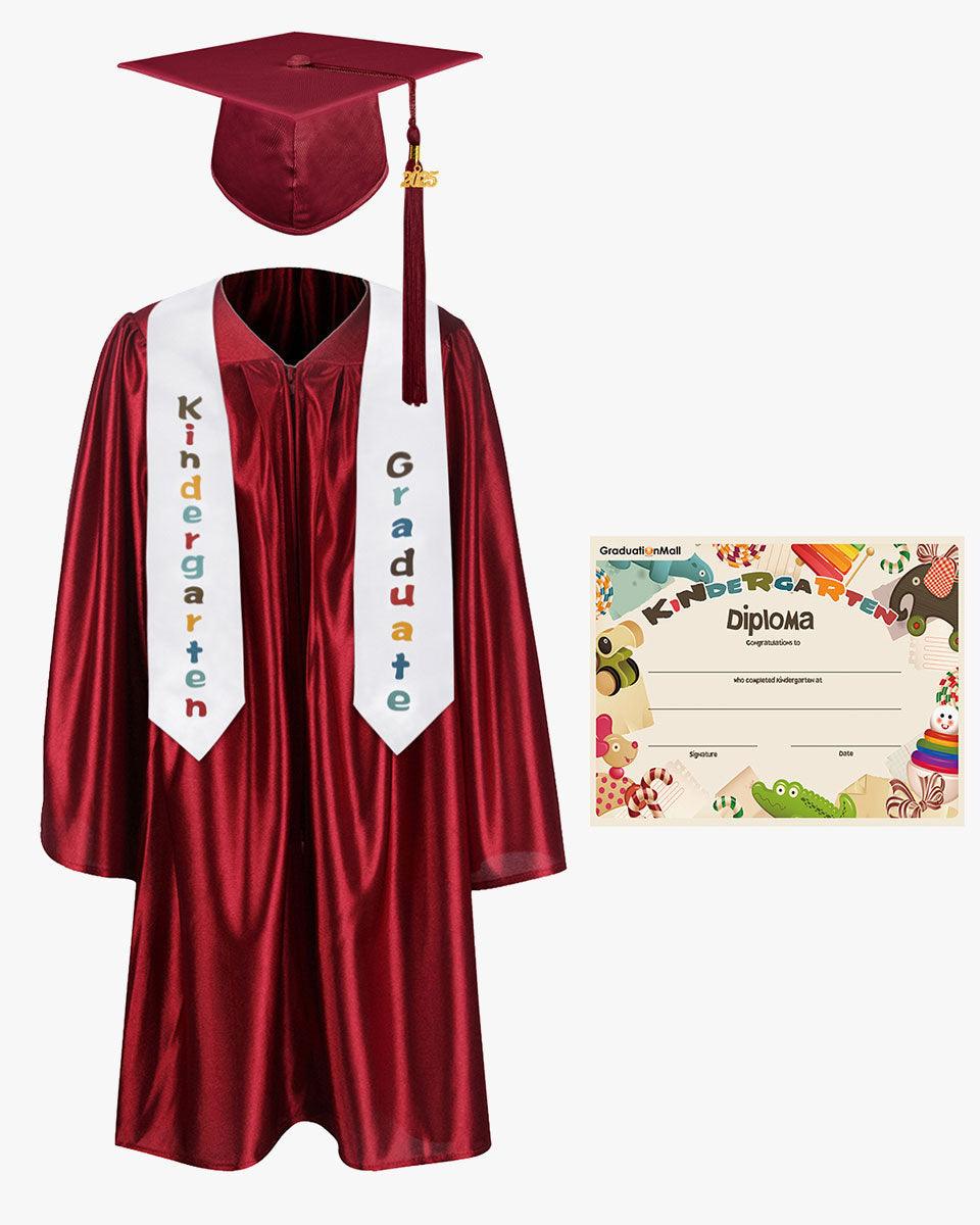 Shiny Kindergarten Graduation Cap, Gown, Stole & Diploma Package - Graduation Cap&Gown
