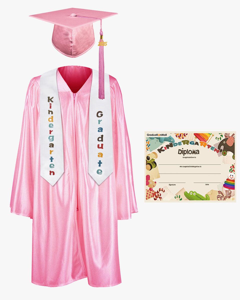 Shiny Kindergarten Graduation Cap, Gown, Stole & Diploma Package - Graduation Cap&Gown