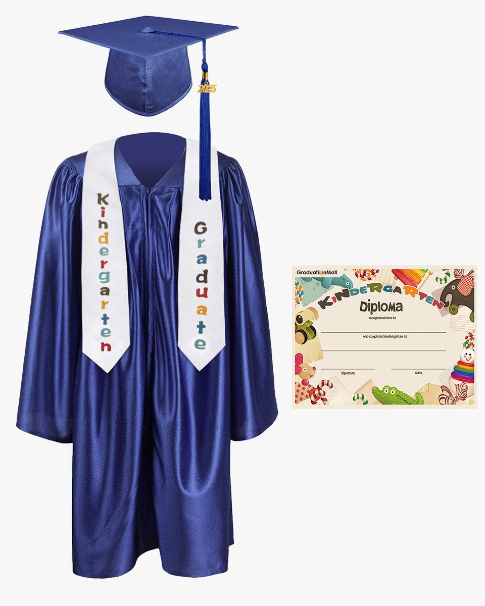 Shiny Kindergarten Graduation Cap, Gown, Stole & Diploma Package - Graduation Cap&Gown