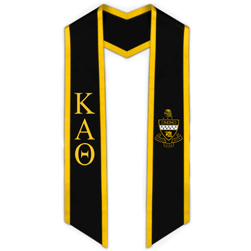 Kappa Alpha Theta Trimmed Greek Lettered Graduation Stole w/ Crest - Graduation Cap&Gown
