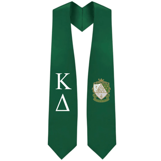 Kappa Delta Greek Lettered Graduation Stole W/ Crest - Graduation Cap&Gown