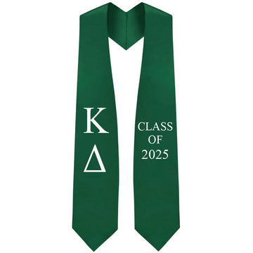 Kappa Delta Greek Lettered Stole w/ Year - Graduation Cap&Gown