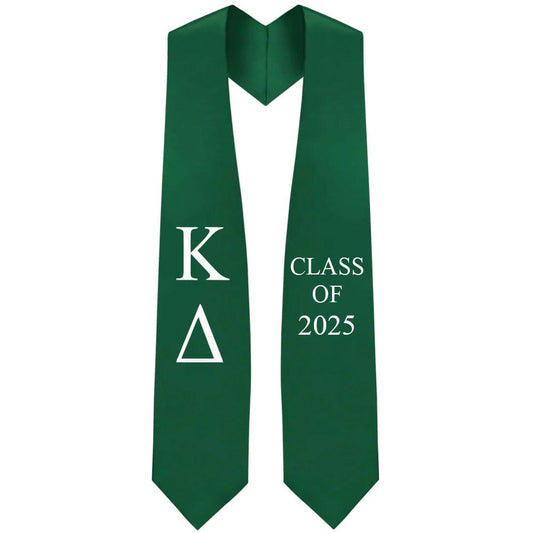 Kappa Delta Greek Lettered Stole w/ Year - Graduation Cap&Gown