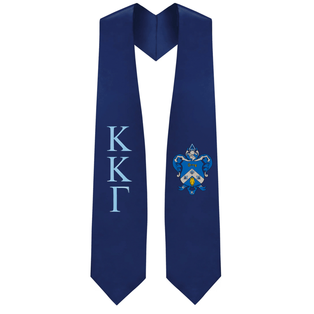 Kappa Kappa Gamma Greek Lettered Graduation Stole w/ Crest - Graduation Cap&Gown
