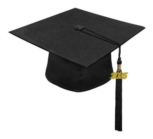 Matte Black High School Cap & Tassel - Graduation Cap&Gown