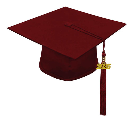 Matte Burgundy High School Cap & Tassel - Graduation Cap&Gown