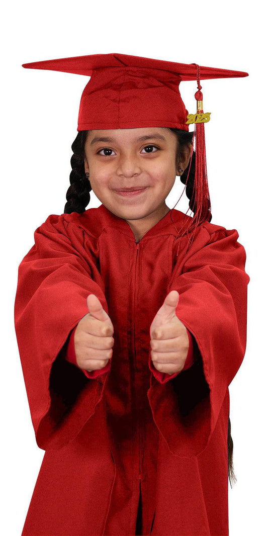 Matte Red Kindergarten/Preschool Cap & Gown - Graduation Cap&Gown