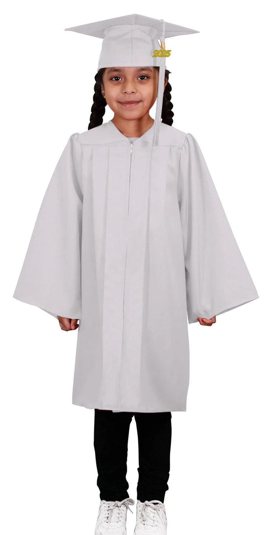 Matte White Kindergarten/Preschool Cap & Gown - Graduation Cap&Gown