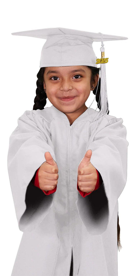 Matte White Kindergarten/Preschool Cap & Gown - Graduation Cap&Gown
