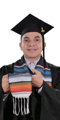 Black Mexican Serape Graduation Stole/Sash - Graduation Cap&Gown