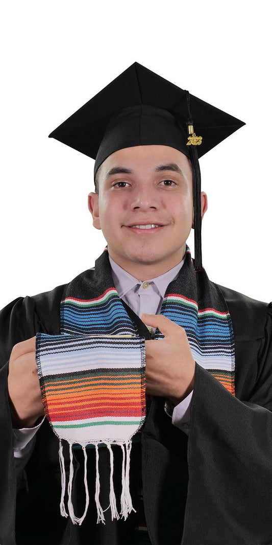 Black Mexican Serape Graduation Stole/Sash - Graduation Cap&Gown