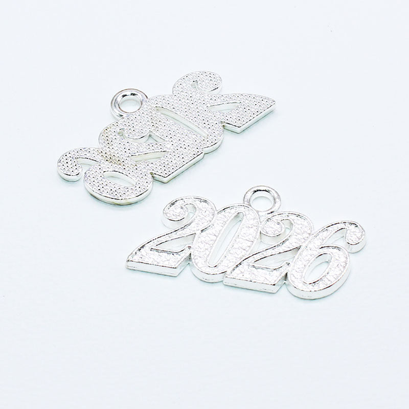 2026 Silver Year Date Drop - Graduation Cap&Gown