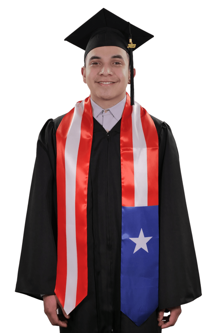 Puerto Rico Graduation Stole - Puerto Rico Flag Sash - Graduation Cap&Gown