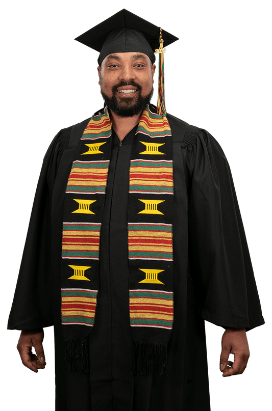 Kente Graduation Kente Stole, Handwoven Kente Sash Cloth - Graduation Cap&Gown