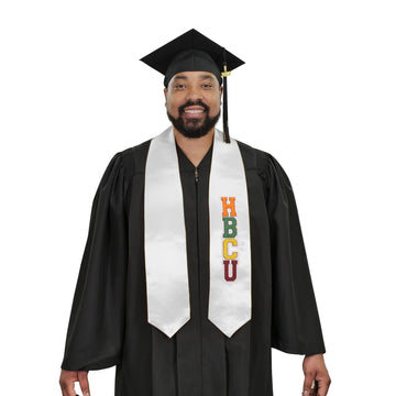 White HBCU Graduation Stoles - Graduation Cap&Gown