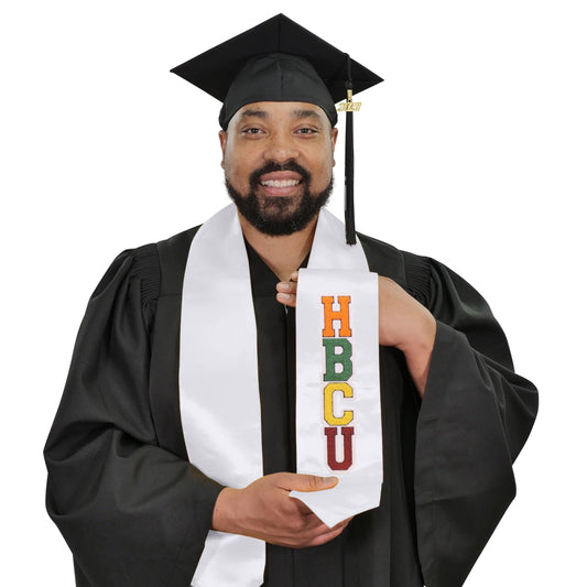 White HBCU Graduation Stoles - Graduation Cap&Gown