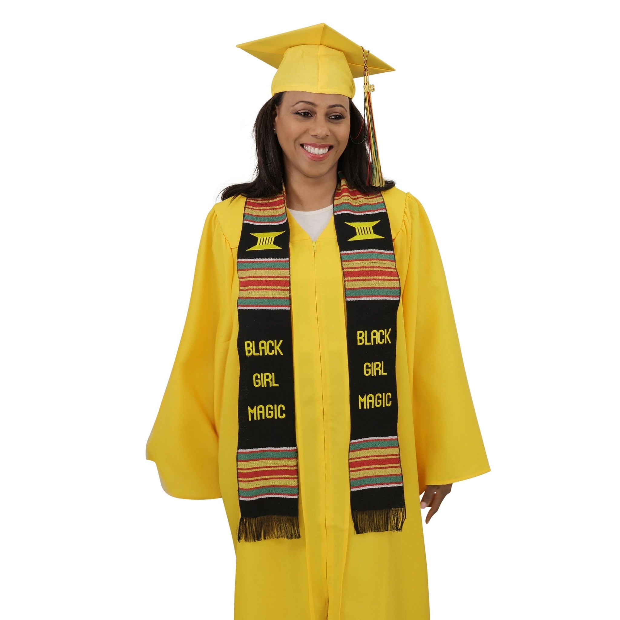 Black Girl Magic Graduation Kente Stole, Handwoven Kente Sash Cloth - Graduation Cap&Gown