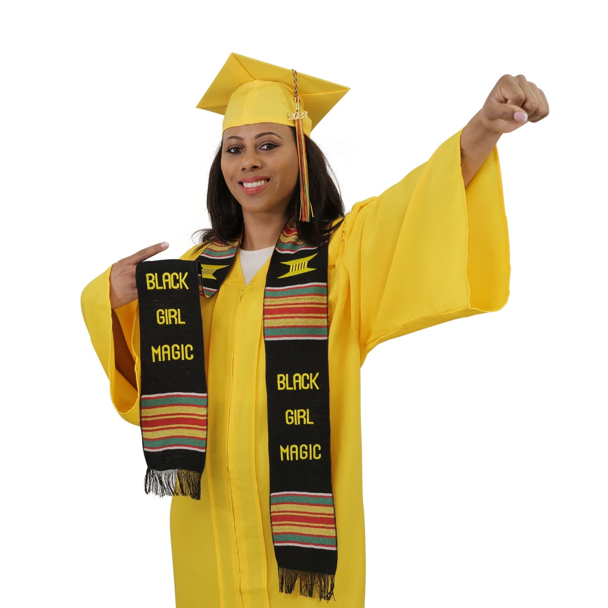 Black Girl Magic Graduation Kente Stole, Handwoven Kente Sash Cloth - Graduation Cap&Gown