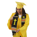 Christian Cross Graduation Kente Stole, Handwoven Kente Clergy Usher Cloth - Graduation Cap&Gown