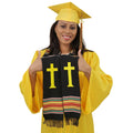 Christian Cross Graduation Kente Stole, Handwoven Kente Clergy Usher Cloth - Graduation Cap&Gown