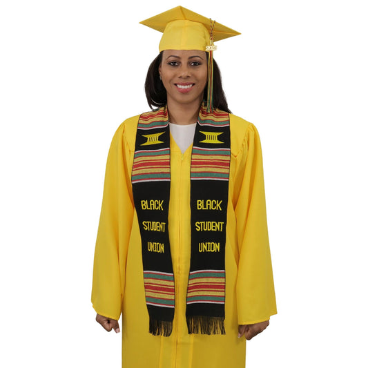 Black Student Union Graduation Kente Stole, Handwoven Kente Sash Cloth - Graduation Cap&Gown