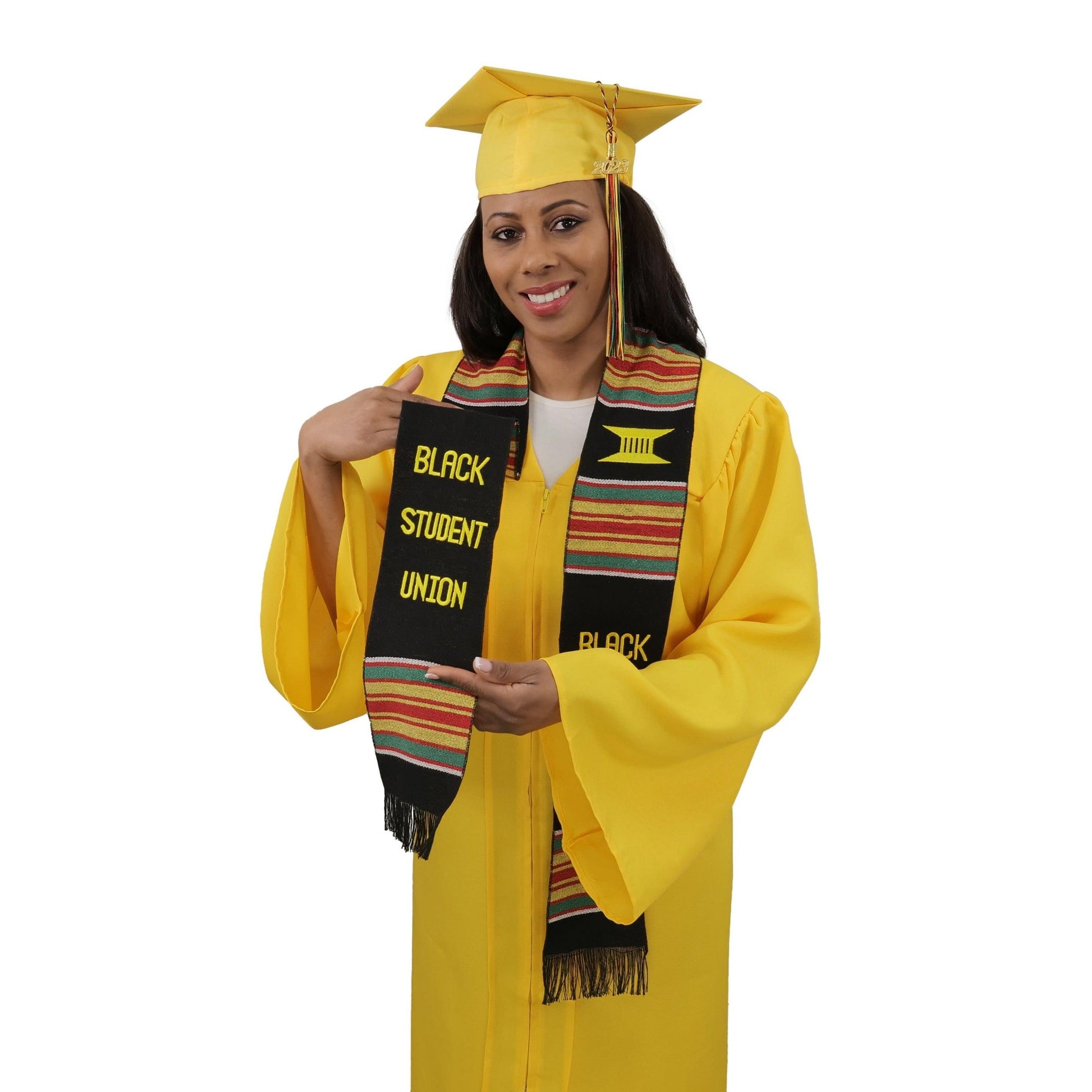 Black Student Union Graduation Kente Stole, Handwoven Kente Sash Cloth - Graduation Cap&Gown