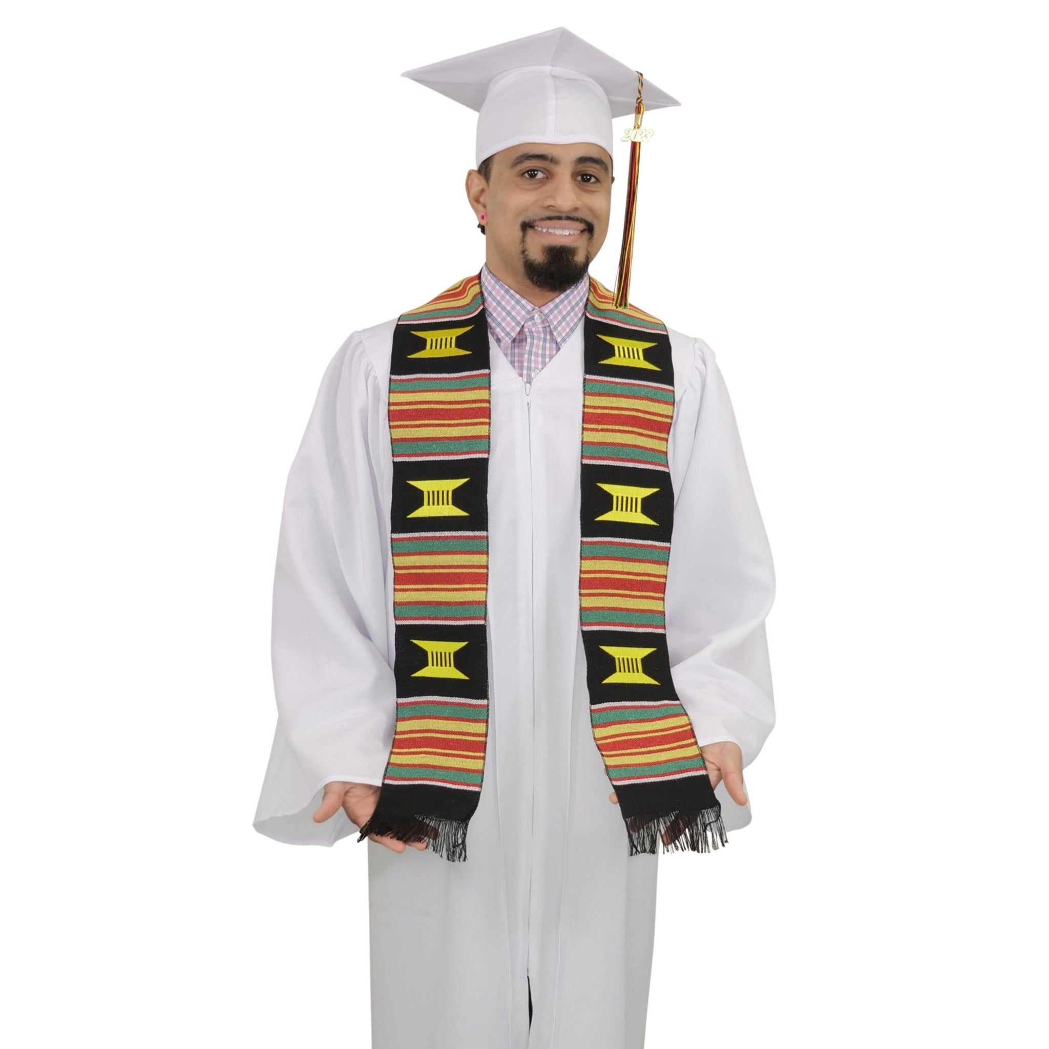 Kente Graduation Kente Stole, Handwoven Kente Sash Cloth - Graduation Cap&Gown