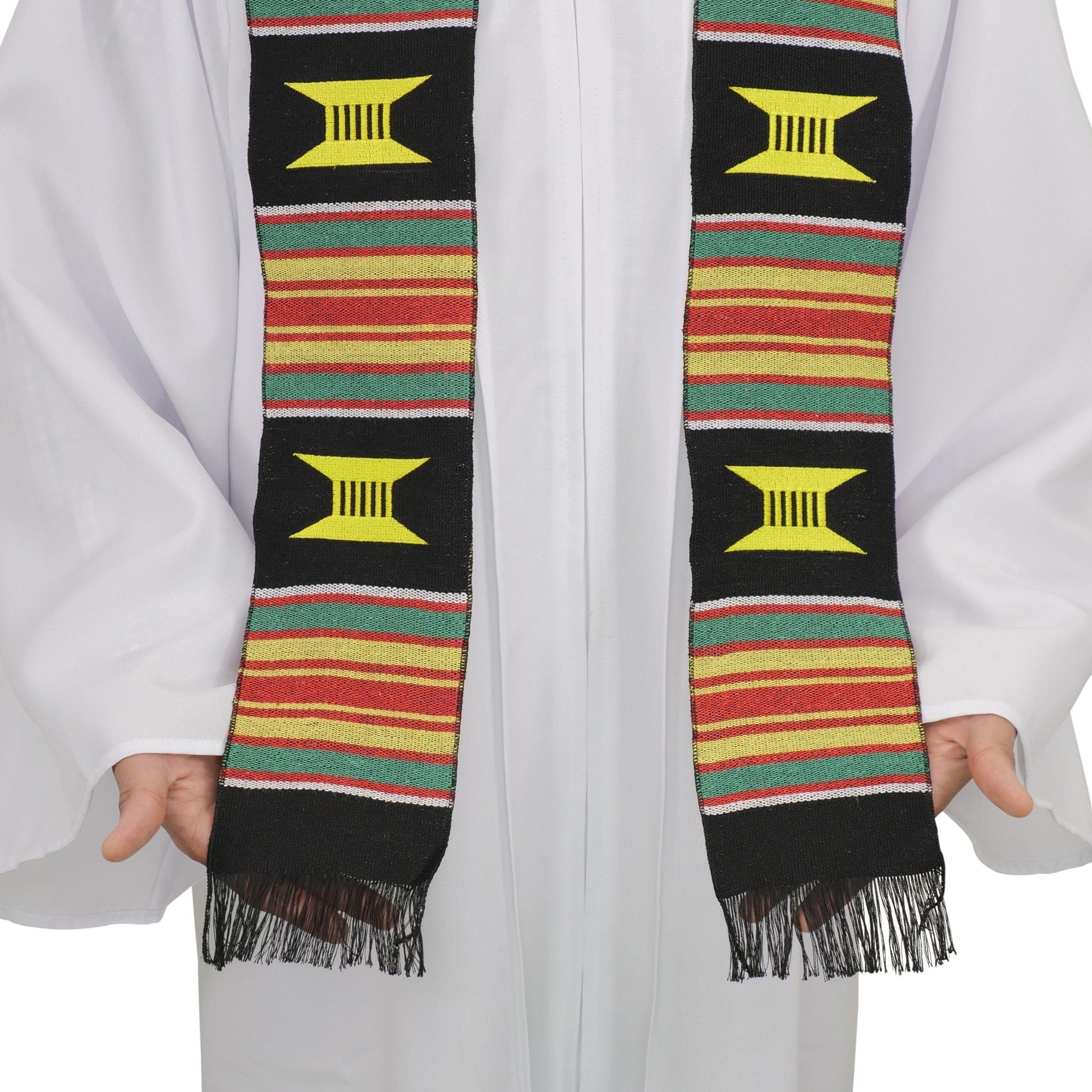 Kente Graduation Kente Stole, Handwoven Kente Sash Cloth - Graduation Cap&Gown