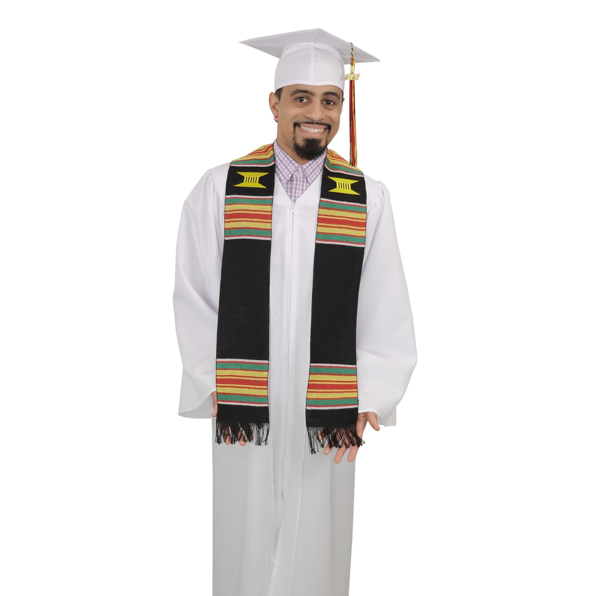 Ready to Customize Graduation Kente Stole, Handwoven Kente Sash Cloth - Graduation Cap&Gown