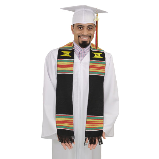 Ready to Customize Graduation Kente Stole, Handwoven Kente Sash Cloth - Graduation Cap&Gown