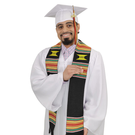 Ready to Customize Graduation Kente Stole, Handwoven Kente Sash Cloth - Graduation Cap&Gown