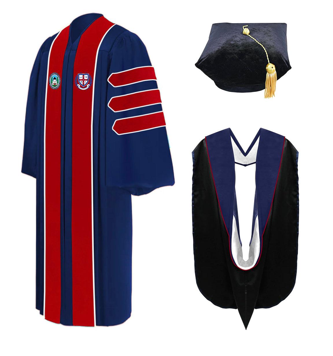 Custom Theology Doctoral Gown, Hood, Tam - Virginia University of Lynchburg - Graduation Cap&Gown