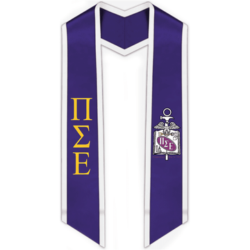 Pi Sigma Epsilon Trimmed Greek Lettered Graduation Stole w/ Crest - Graduation Cap&Gown