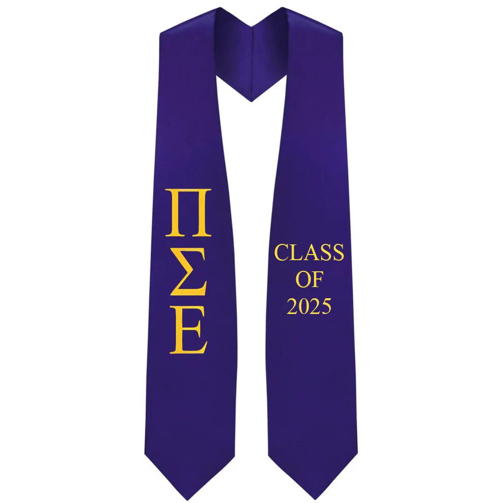 Pi Sigma Epsilon Lettered Stole W/ Year - Graduation Cap&Gown