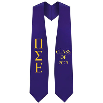 Pi Sigma Epsilon Lettered Stole W/ Year - Graduation Cap&Gown